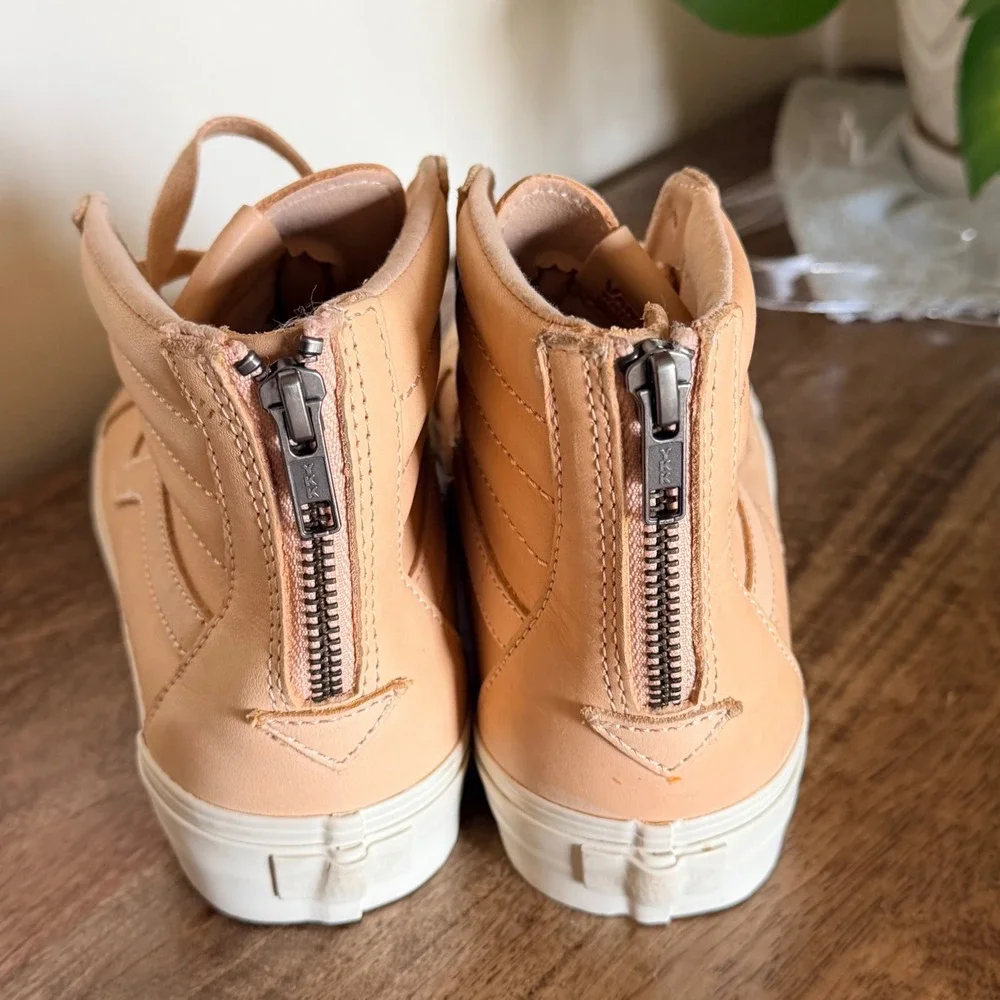 Vans Sk8-Hi Slim Zip Women 8.5 Veggie Tan Leather High Top Sneakers Nude Peach